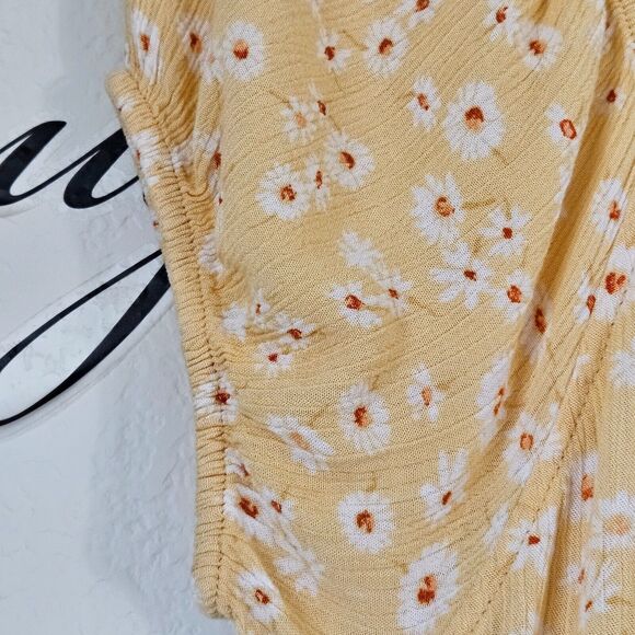 Pink Rose Peasant Mini Dress Small Yellow Daisy Print Cottagecore Prariecore - Picture 8 of 16